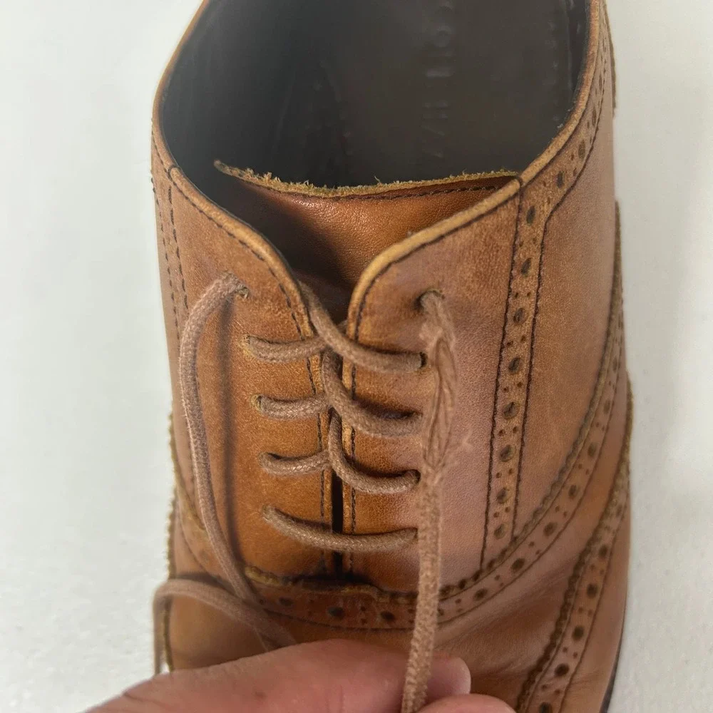 Cole Haan Wingtip Oxford Mens 9.5 M Tan Leather Brogue Dress Shoes C12210